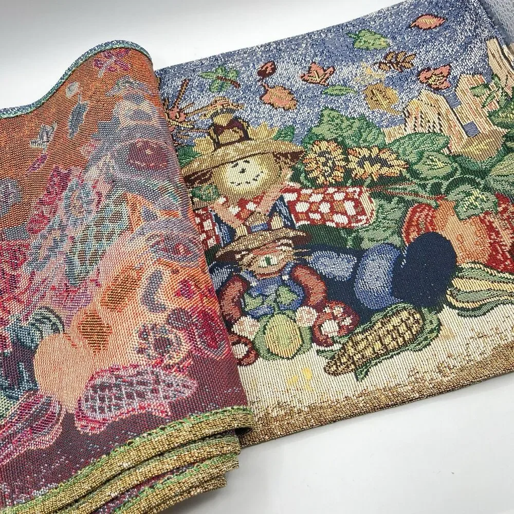 Vintage Tapestry Cotton Happy Harvest Placemats - Set Of 6